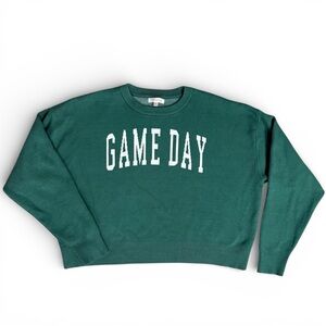 Stella Tweed Game Day Green Knit Crewneck Sweater Womens XL